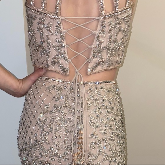 Sherri Hill 2 Piece Beaded Corset Back Gown - Picture 7 of 8